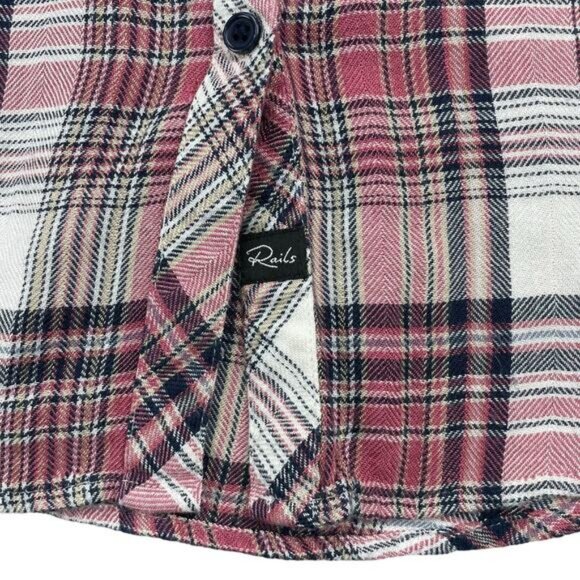 Rails Salmon Britt Plaid Rayon Womens Shirt Size XS - Picture 3 of 5